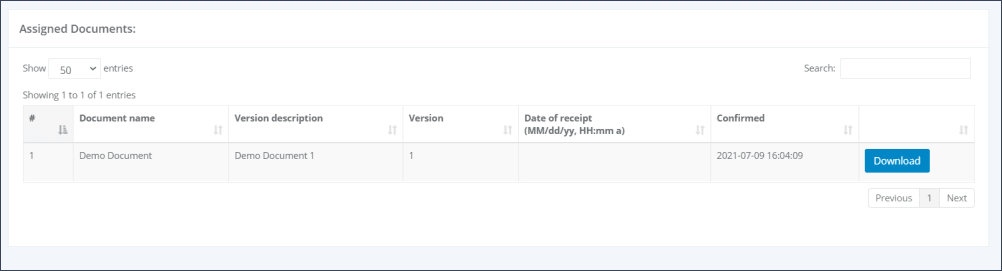 Figure 3 - Date and time of confirmation of receipt
