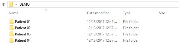 Figure 1 - DICOM images saved in patient-specific folders